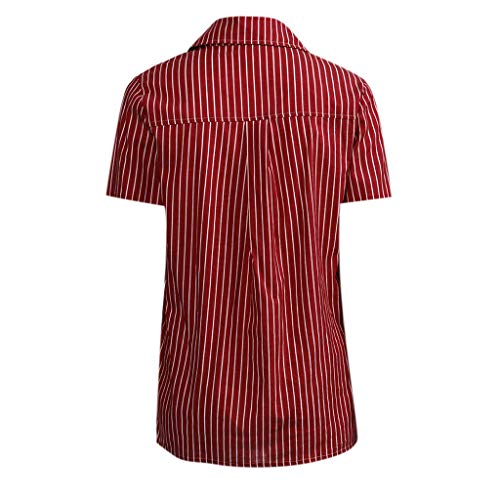 Tops para mujer, MOMOXI Camiseta de manga larga casual color block a rayas con botones Camisetas Blusa Camisas Mujer Manga Larga Sexy Vintage Impresión Blusas para Mujer Elegantes con Encaje Camisetas