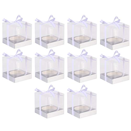 TOYANDONA 10 Paquetes 3. 54X3. 54X3. 54 Pulgadas Cajas de Plástico Transparente Transparente Caja de Pastel Caja de Adorno Caja de Embalaje Caja de Regalo