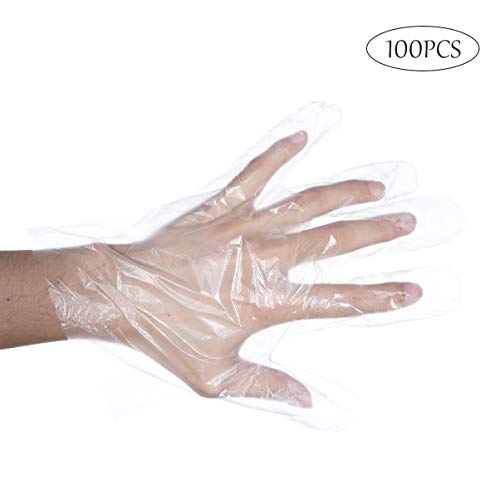 TOYANDONA 500 Piezas Guantes de Vinilo Desechables Guantes de Polietileno Seguros para Alimentos Guantes de Examen Médico sin Látex (Transparentes)
