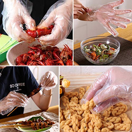 TOYANDONA 500 Piezas Guantes de Vinilo Desechables Guantes de Polietileno Seguros para Alimentos Guantes de Examen Médico sin Látex (Transparentes)