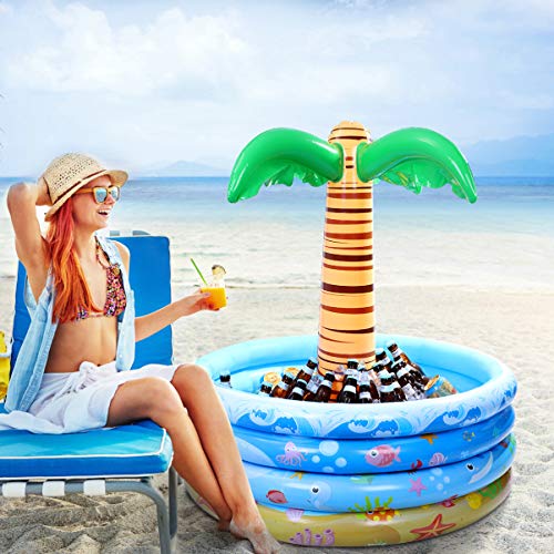 TOYANDONA Palmera Inflable Enfriador Verano Agua Fiesta Decoración Piscina Bebedero Fiesta Suministros 90X95cm