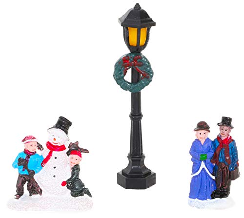 TOYLAND® Set de escenas iluminadas Mini Village - Decoraciones navideñas (12 Trozo)
