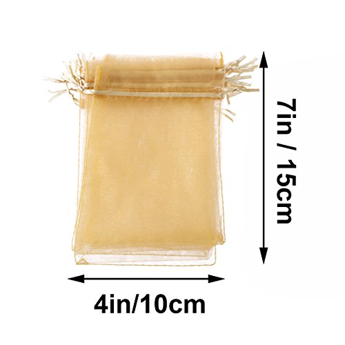 Toyvian Bolsa de Organza Boda con Cordón Blanca 100 Piezas (Dorado)