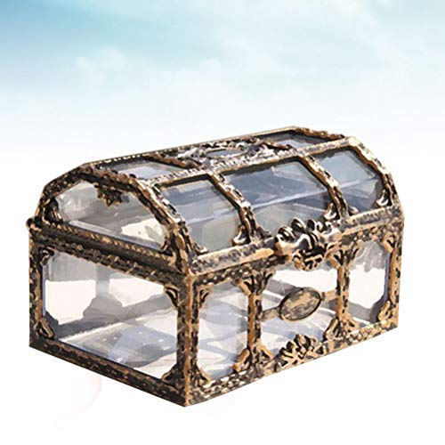 Toyvian Cofre del Tesoro Caja de Joyas de Recuerdo de Pirata Transparente Vintage Caja Decorativa de Metal para niños Favores de Fiesta de cumpleaños Pirata
