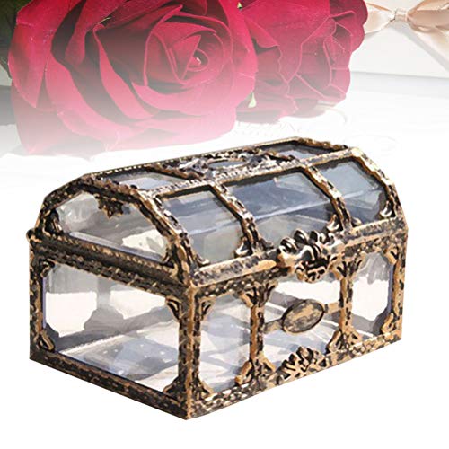 Toyvian Cofre del Tesoro Caja de Joyas de Recuerdo de Pirata Transparente Vintage Caja Decorativa de Metal para niños Favores de Fiesta de cumpleaños Pirata