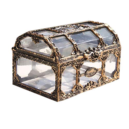 Toyvian Cofre del Tesoro Caja de Joyas de Recuerdo de Pirata Transparente Vintage Caja Decorativa de Metal para niños Favores de Fiesta de cumpleaños Pirata