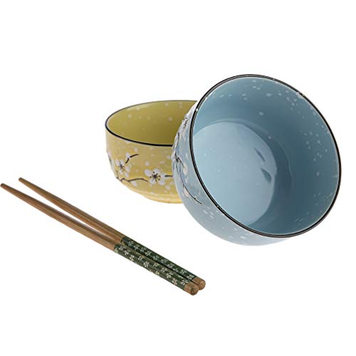Tradición del Japón - Juego de cuencos de arroz con flores de cerezo