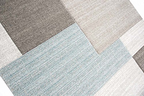 Traum Sala de Estar diseñador Alfombra Alfombra contemporánea alfombras de Pelo bajo con el Color patrón de Diamantes de Recorte de Contorno en Colores Pastel Azul Crema Amarillento Größe 120x170 cm
