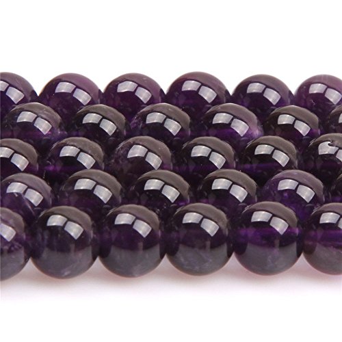 TrifyCore Cuentas de Piedras Preciosas de Amatista Cuentas de Piedras Redondas Naturales para la fabricación de Joyas DIY Perlas de 8MM Alrededor de 50 Piezas