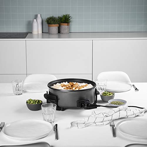 Tristar PZ-9135 – Paellera, Cazuela Eléctrica Multifunción con Tapa de Cristal, Diámetro 30 cm, Profundidad 7 cm, Recubrimiento Antiadherente, 1500 W, Termostato Ajustable y Extraíble, Negro