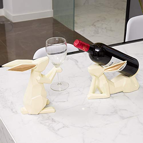Tritow Nordic Geométrico Minimalista Conejo Decorativo Estante del vino Decoración Mesa de centro Mesa de centro Estante del vino Decoración del gabinete Minimalista moderno Hogar creativo Tenedor del