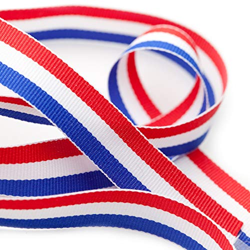 TRIXES 45 m x 10 mm Carrete Cinta de Nylon Decorativa Tricolor Francesa Rojo Blanco Azul para el Día de la Bastilla Artes Artesanías Banderas Patrióticas Celebraciones Nacionales
