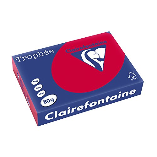 Trophée 1782C - Paquete de 500 hojas de colores intensos, A4, rojo