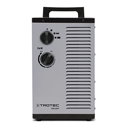 TROTEC Calefactor eléctrico Cerámico TDS 20 P, 3.000 W, Termostato, Calefacción PTC de Cerámica, Función Ventilador, Anti-Vuelco, Anti Sobrecalentamiento, Portátil, Oficina, Hogar