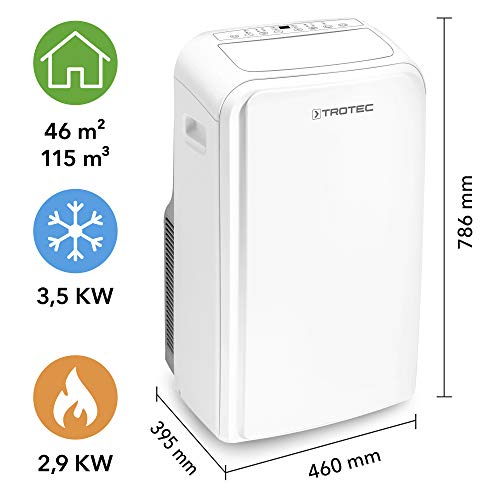 TROTEC - Climatizador local PAC 3500 SH portátil 3,5 kW aire acondicionado 4 en 1 para refrigeración climatización y calefacción 2,9 kW [eficiencia energética A]