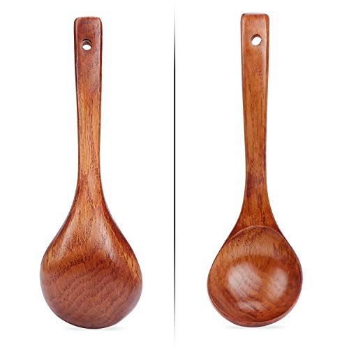 TsunNee - Cucharón de madera natural, 24 cm de largo