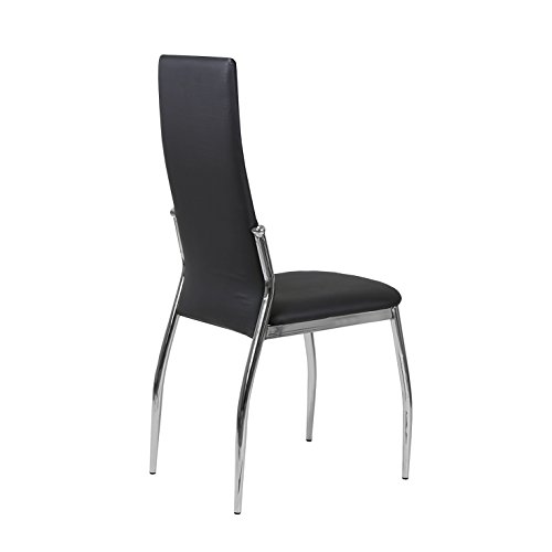 Tumueblekit Pack de Sillas Comedor Tapizada, Polipiel, Negro, 101x43x47 cm, 4 Unidades