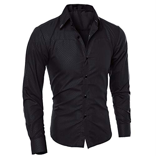 U/A Autumn - Camisa de manga larga para hombre Negro Negro ( XXXXXL