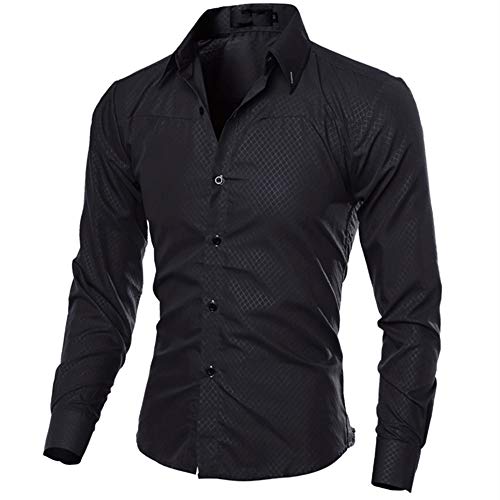 U/A Autumn - Camisa de manga larga para hombre Negro Negro ( XXXXXL