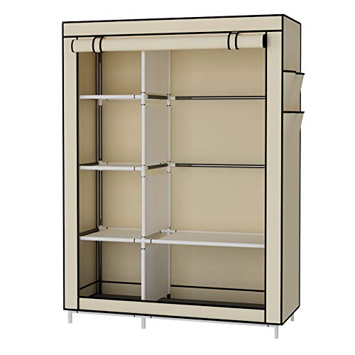 UDEAR Armario Closet Organizador Plegable para Ropa Ropero Resistente al Polvo Guardarropa Beige 105 x 45 x 170 CM