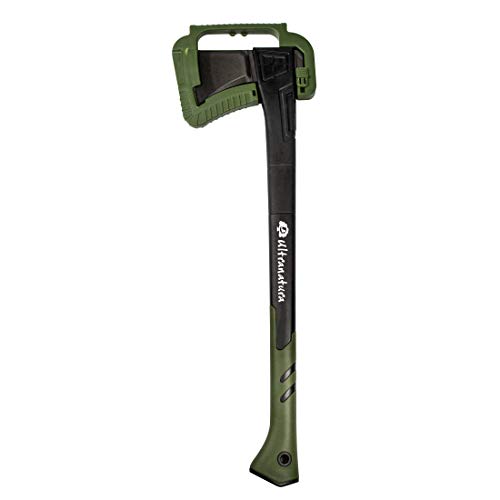Ultranatura - Hacha Profesional (Diámetro 30 cm, Protector de Hoja Incluido) 71 cm, Negro/Verde