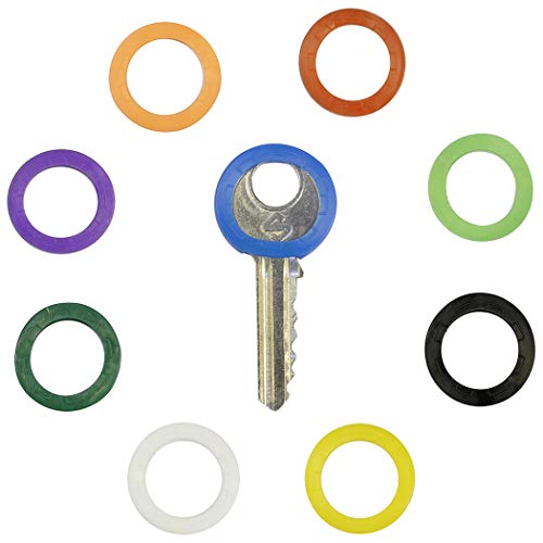 Uniclife 36PCS Key Caps Cubiertas Etiquetas, Anillos de Codificación de Identificación de Llave de Plástico en 9 Colores Diferentes