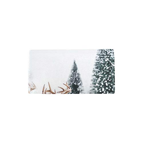 Unique Custom Winter Landscape Deerssnow Fir Tree Women Trifold Wallet Long Purse Credit Card Holder Case Bolso