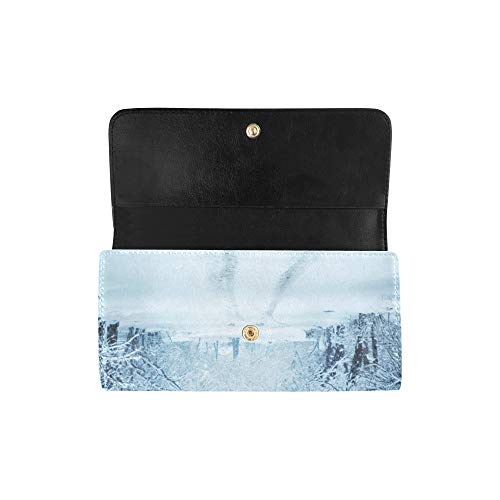 Unique Custom Winter Landscape Women Trifold Wallet Long Purse Credit Card Holder Case Bolso