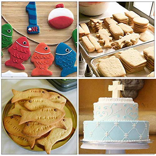 Unique Store - Juego de 6 Cortadores de Galletas de Pascua,Moldes de Galletas Pascua Cortador Acero Inoxidable,Cortador de Galletas Cruz Cristiana, Cortadores de Galletas Pescado