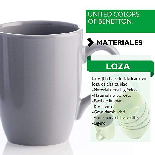 UNITED COLORS OF BENETTON. BE063 Set 4pcs tazas 11cm 360ml loza gris Casa Benetton, Gres