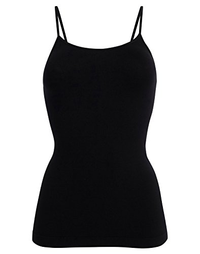 UnsichtBra Camisetas Mujer | Camisetas Tirantes Mujer | Pack de 3 Tops (Nero, Blanco, Beige, S-M)