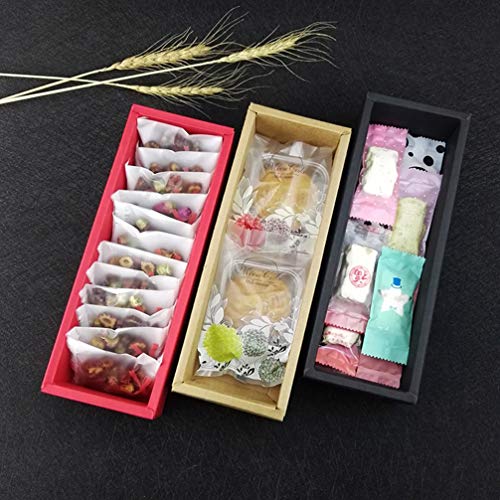 UPKOCH 10 Piezas de Cajas de panadería de cartón Kraft con Ventana Transparente Mini Cajas de Pasteles Cajas de Galletas pastelería Tratar Cajas de Postre Cajas de Embalaje (25x9x6cm Negro)