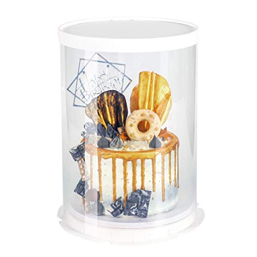 UPKOCH - Caja redonda transparente para tartas, pasteles, postres, etc., PET, White Double-layer, 10inch