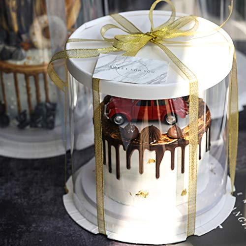 UPKOCH - Caja redonda transparente para tartas, pasteles, postres, etc., PET, White Double-layer, 10inch