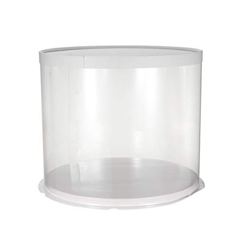 UPKOCH - Caja redonda transparente para tartas, pasteles, postres, etc., PET, White Double-layer, 10inch