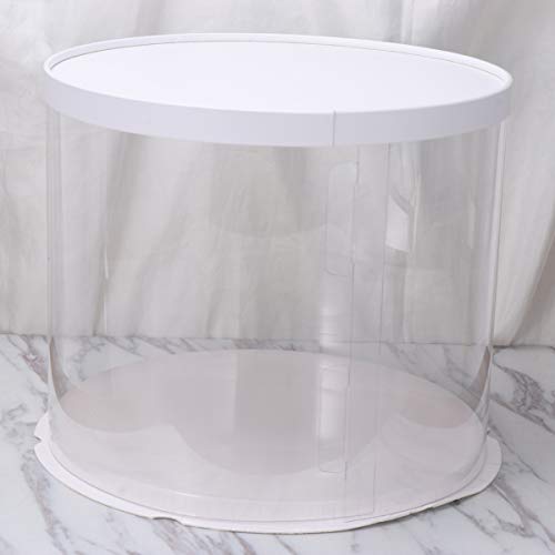 UPKOCH - Caja redonda transparente para tartas, pasteles, postres, etc., PET, White Double-layer, 10inch