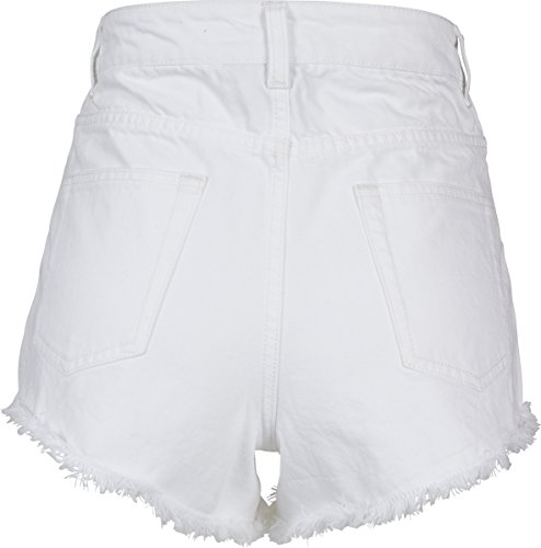 Urban Classics Ladies Denim Hotpants Pantalones Cortos, Blanco (White 00220), 30 para Mujer