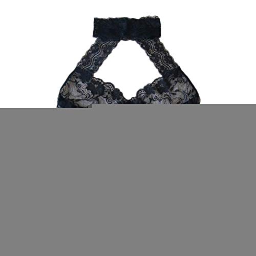 URIBAKY LenceríA EróTica De Gran TamañO Sexy Conjunto De CamisóN con Cuello Colgante Sujetador Hueco De Talle Bajo Y Tanga Mujer Color SóLido Encaje Floral TranslúCido Ropa De Dormir Ropa Interior