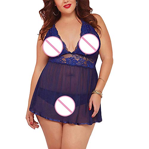 URIBAKY Tallas Grandes Camisones para Mujer Vestido De Encaje con Encaje Ropa Interior Mujer TúNica LenceríA Sexy para Mujer Conjunto De Ropa Interior Conjunto De Ropa Interior Camisones