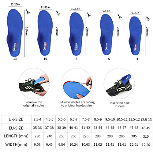 Valsole Plantillas Ortopédicas soportes de arco y talones la absorción de choque- para el dolor de talón, pie plano, Fascitis Plantar, dolor de rodilla y espalda (41-42 EU (270mm), blue-v7c)