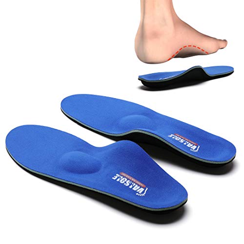 Valsole Plantillas Ortopédicas soportes de arco y talones la absorción de choque- para el dolor de talón, pie plano, Fascitis Plantar, dolor de rodilla y espalda (48-49 EU (310mm), V107B-Azul)