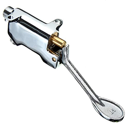 Válvula de pedal de montaje en el piso, válvula de control de presión antideslizante antideslizante para grifo de rodilla con pedestal de cuello de cisne, rosca 1/2", cromo pulido,A
