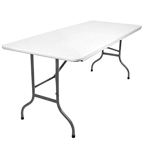 Vanage Mesa Plegable para Jardín, Terraza, Camping, Blanco; Gris; Negro, Mesa de Buffet de plástico, 180x75x74 cm