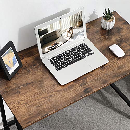 VASAGLE Escritorio de Estilo Industrial, Mesa de Ordenador con Marco de Hierro y Tablero Vintage en Aspecto de Madera, para Oficina, Estudio, Ahorro de Espacio, 100 x 50 x 75 cm LWD40X