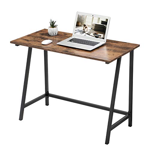 VASAGLE Escritorio de Estilo Industrial, Mesa de Ordenador con Marco de Hierro y Tablero Vintage en Aspecto de Madera, para Oficina, Estudio, Ahorro de Espacio, 100 x 50 x 75 cm LWD40X