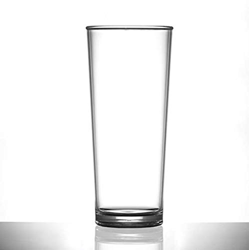 Vaso de pinta de plástico recto de policarbonato prácticamente irrompible, paquete de 4