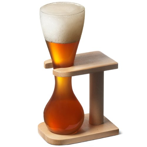 Vaso de vidrio de yarda con soporte para cerveza