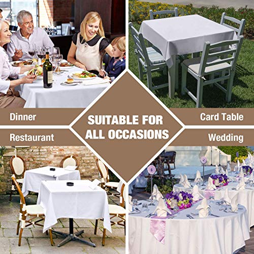 VEEYOO Mantel Cuadrado 100% Poliéster Mantel Suave para Mesa Interior y Exterior - Mantel de Cena Sólido para Bodas Partido Restaurante Cafetería (Blanco, 178x178 cm)