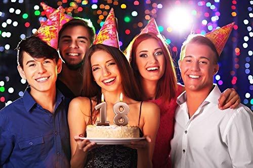 Velas de 18 años de color rosa dorado para tarta de fiesta de cumpleaños. Decoración de velas de cumpleaños para tarta de 18 cumpleaños. Altura 10 cm.