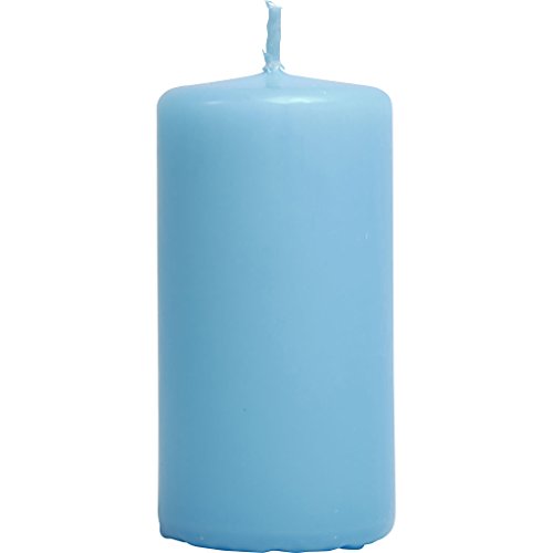 Velas, dia: 50 mm, A. 10 cm, azul turquesa light, 6ud